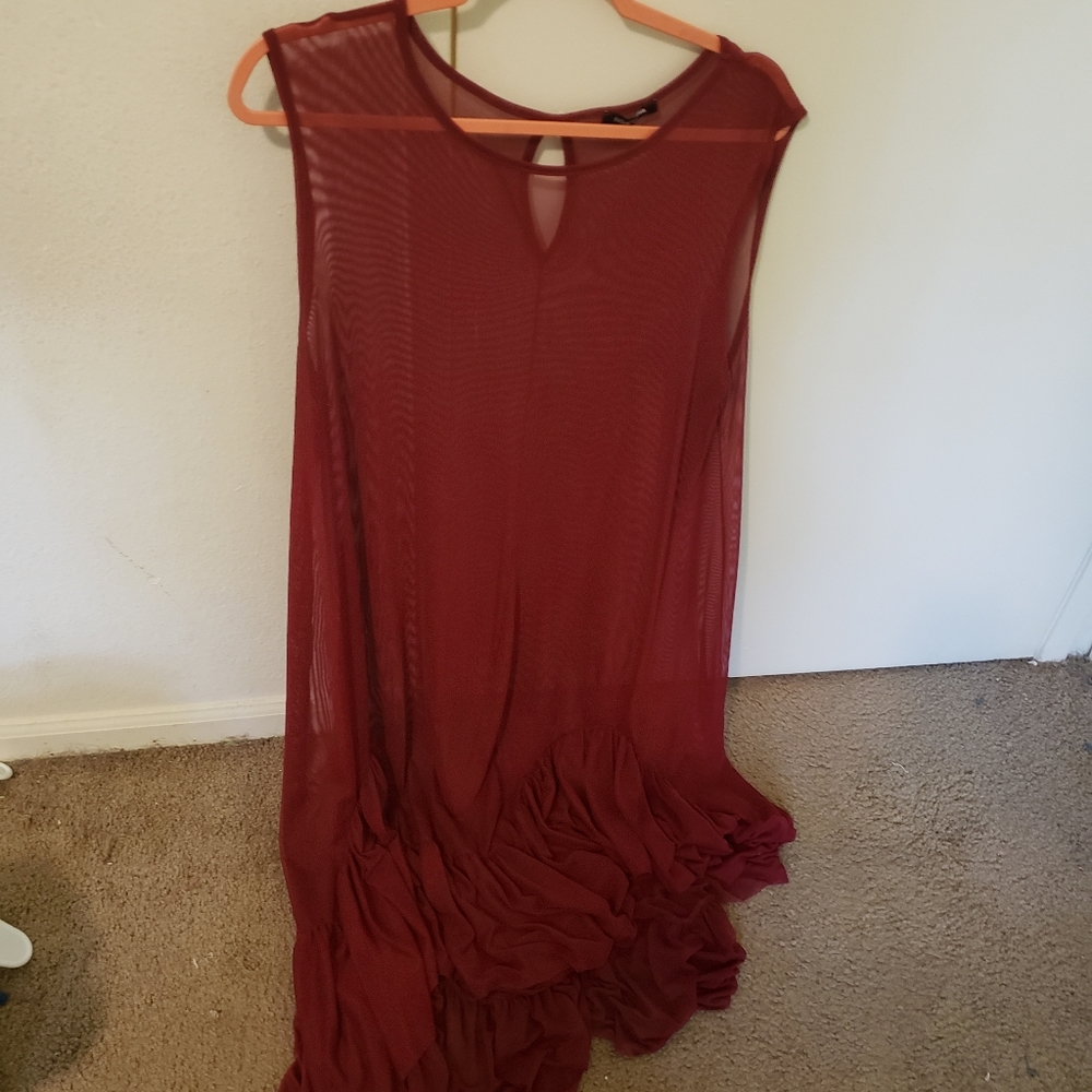 Sheer red dress fashion nova